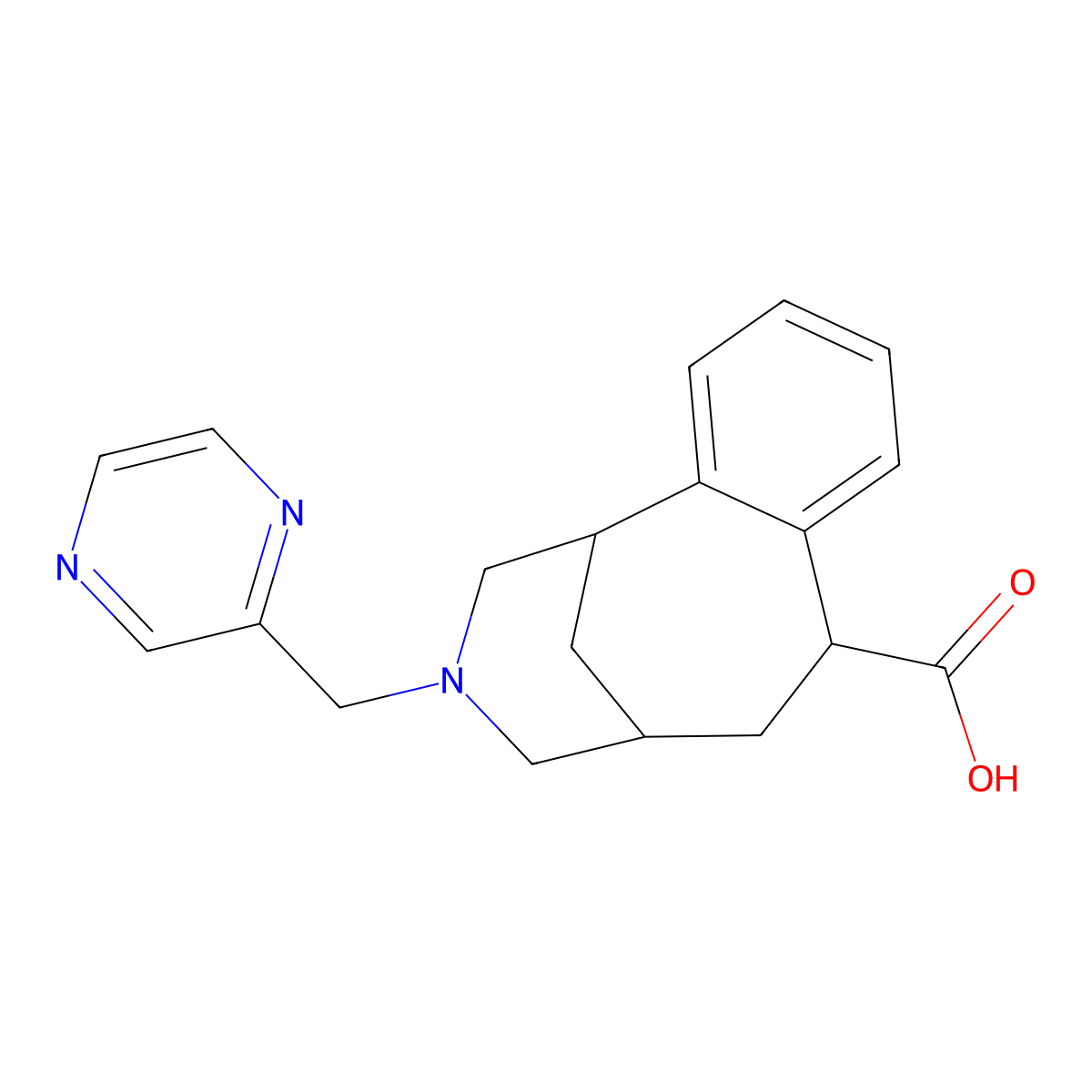 (1S,5R)-3-(Pyrazin-2-ylmethyl)-2,3,4,5,6,7-hexahydro-1h-1,5-methano-3-benzazonine-7-carboxylic acid molecular structure, CAS 2173072-01-8