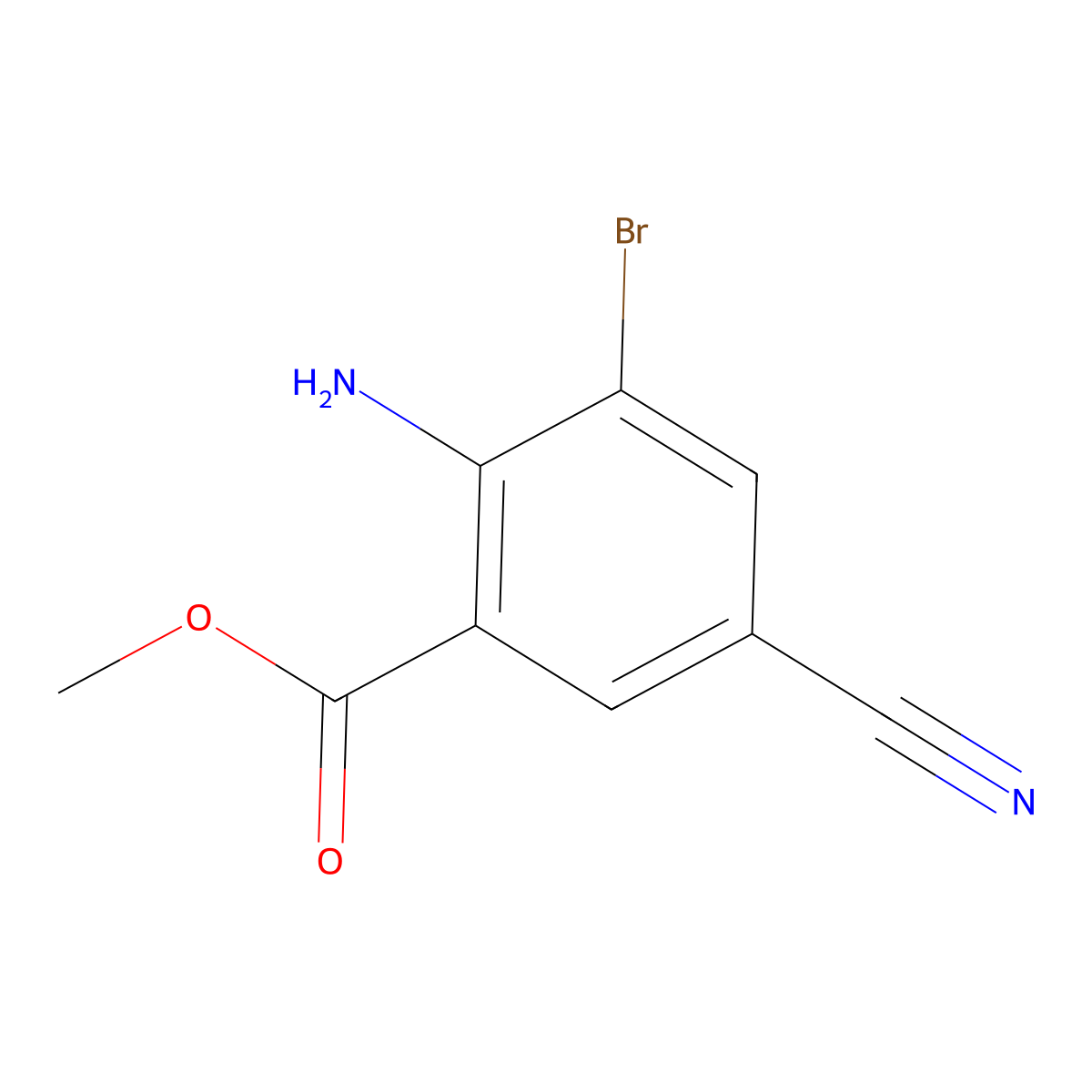 Methyl 2-amino-3-bromo-5-cyanobenzoate molecular structure, CAS 2173075-79-9