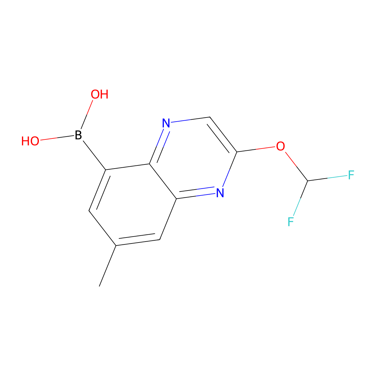 (2-(Difluoromethoxy)-7-methylquinoxalin-5-yl)boronic acid molecular structure, CAS 2173082-40-9