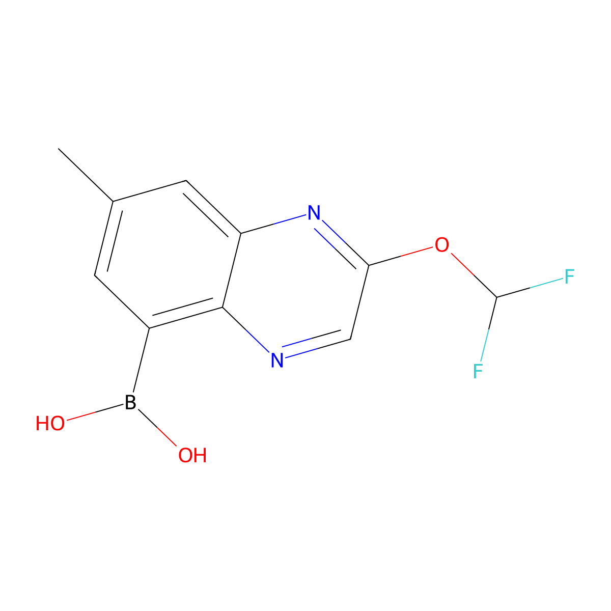 (2-(Difluoromethoxy)-7-methylquinoxalin-5-yl)boronic acid molecular structure, CAS 2173082-40-9