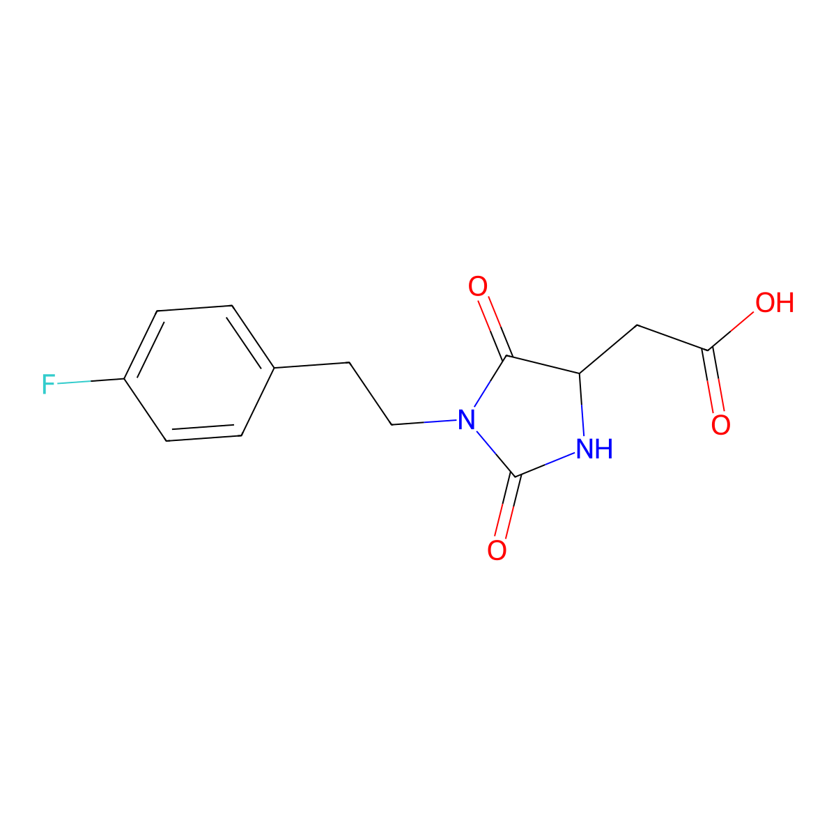 (1-[2-(4-Fluorophenyl)ethyl]-2,5-dioxoimidazolidin-4-yl)acetic acid molecular structure, CAS 2173083-43-5