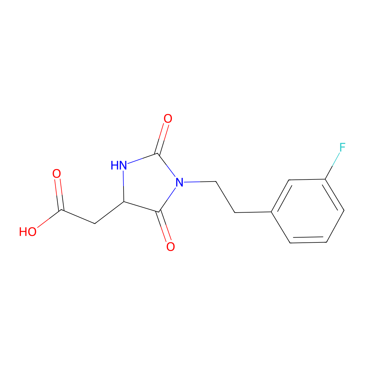 {1-[2-(3-Fluorophenyl)ethyl]-2,5-dioxoimidazolidin-4-yl}acetic acid molecular structure, CAS 2173083-44-6
