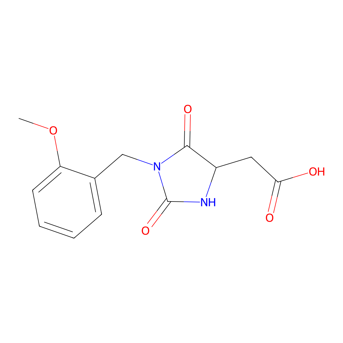 [1-(2-Methoxybenzyl)-2,5-dioxoimidazolidin-4-yl]acetic acid molecular structure, CAS 2173083-45-7