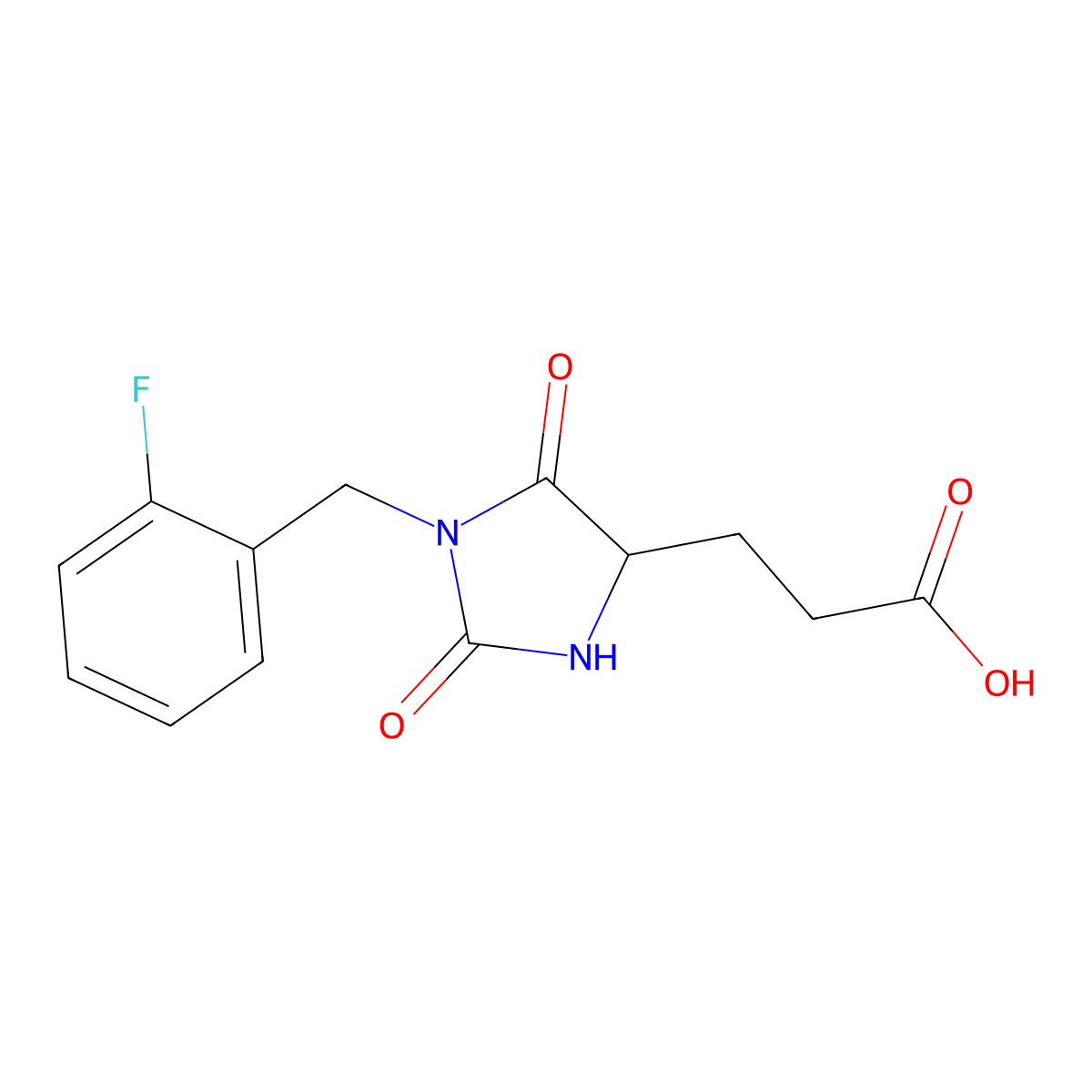 3-[1-(2-Fluorobenzyl)-2,5-dioxoimidazolidin-4-yl]propanoic acid molecular structure, CAS 2173083-53-7