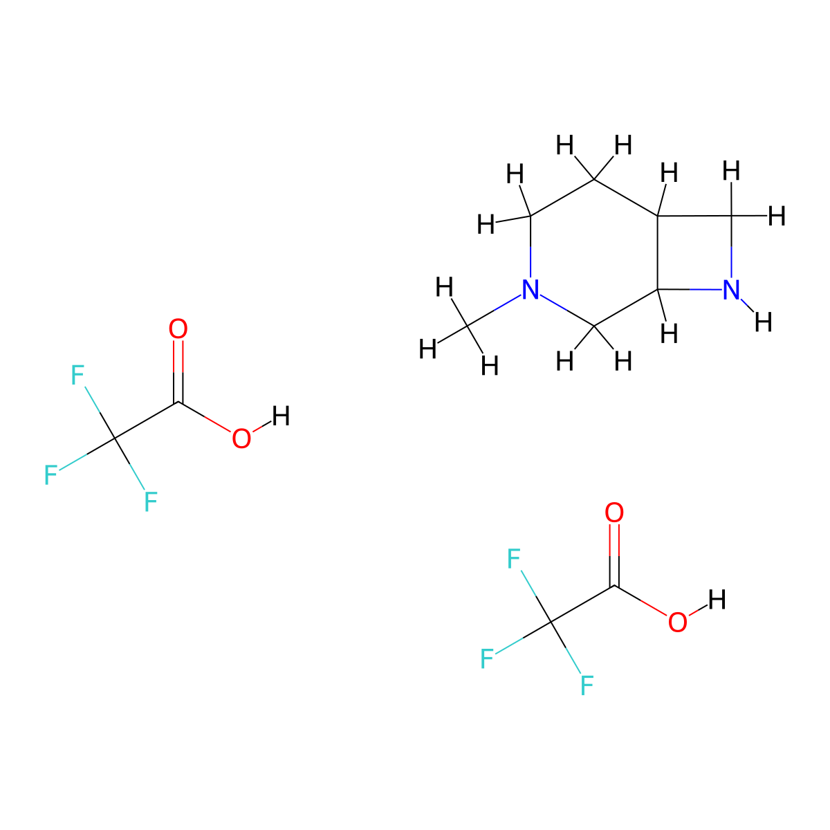 3-Methyl-3,8-diazabicyclo[4.2.0]octane; bis(trifluoroacetic acid) molecular structure, CAS 2173083-55-9