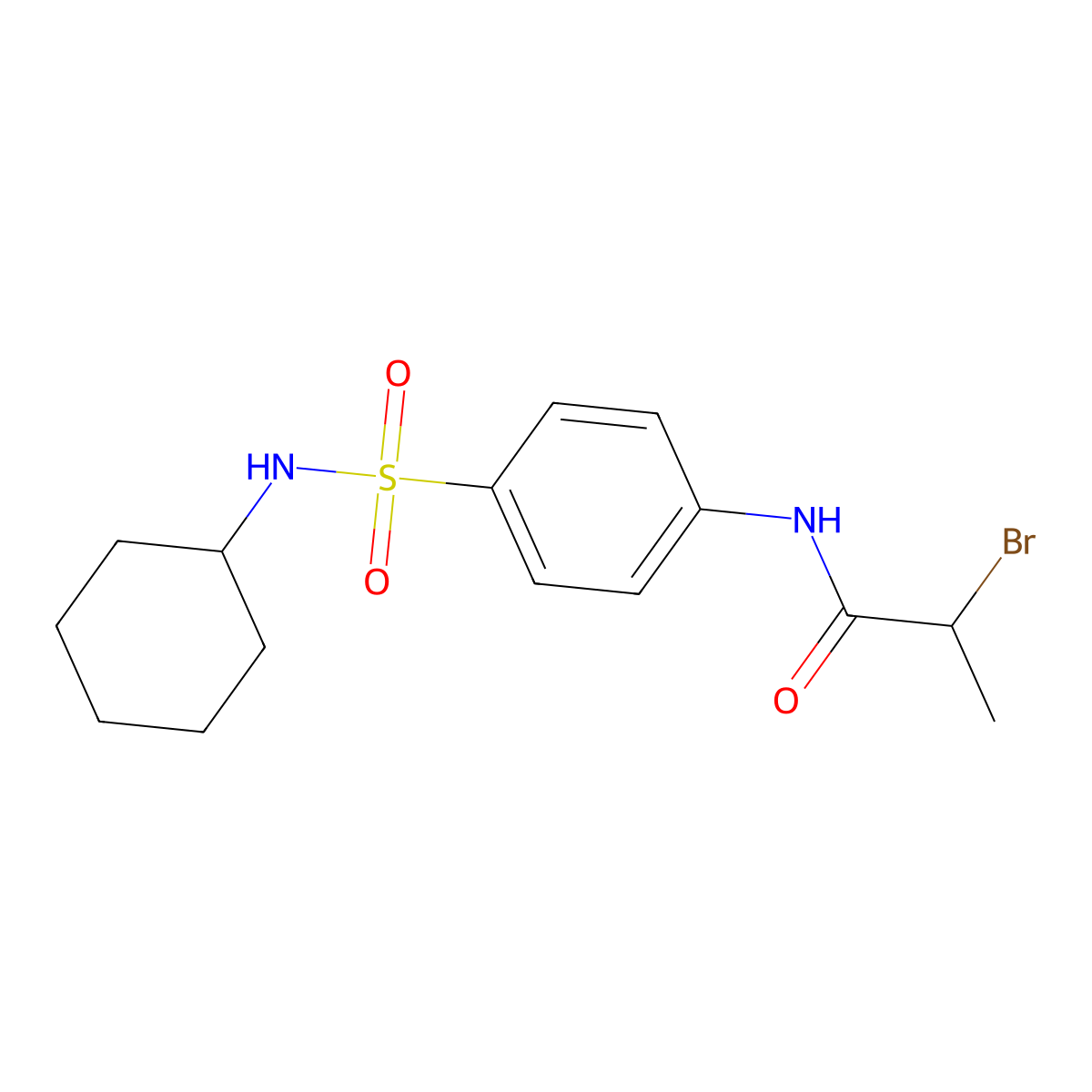2-Bromo-n-(4-[(cyclohexylamino)sulfonyl]phenyl)propanamide molecular structure, CAS 2173083-86-6