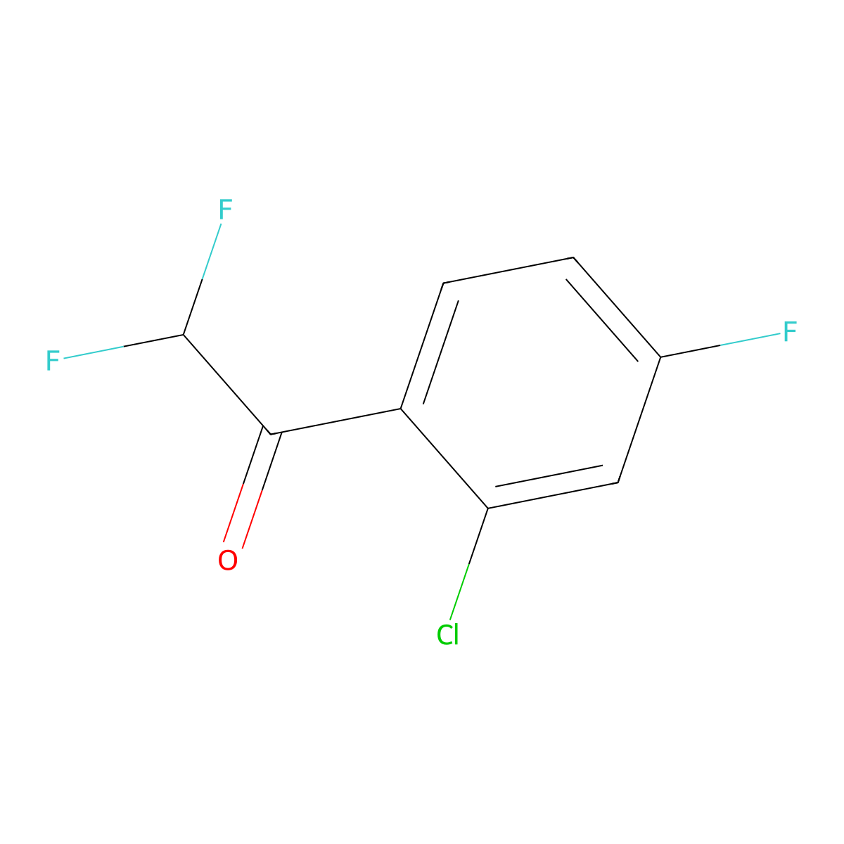 1-(2-Chloro-4-fluorophenyl)-2,2-difluoroethanone molecular structure, CAS 2173086-69-4