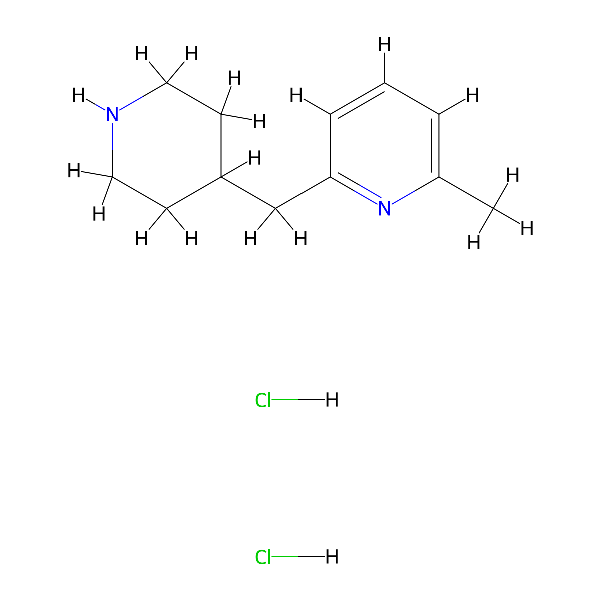 2-Methyl-6-(piperidin-4-ylmethyl)pyridine dihydrochloride molecular structure, CAS 2173089-69-3