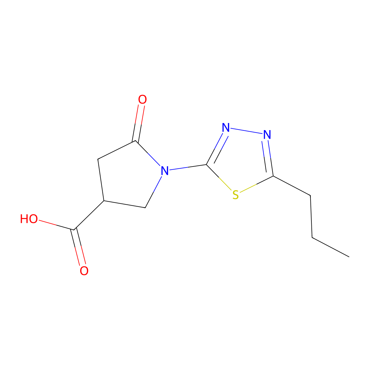 5-Oxo-1-(5-propyl-1,3,4-thiadiazol-2-yl)pyrrolidine-3-carboxylic acid molecular structure, CAS 2173089-75-1
