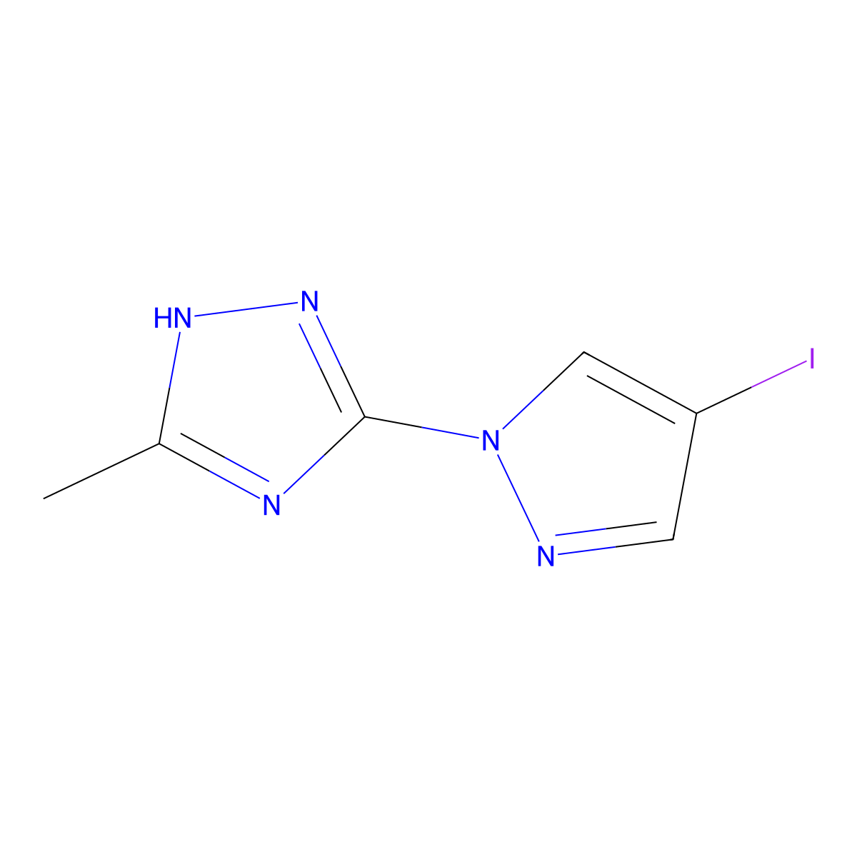 3-(4-Iodo-1h-pyrazol-1-yl)-5-methyl-1h-1,2,4-triazole molecular structure, CAS 2173089-82-0