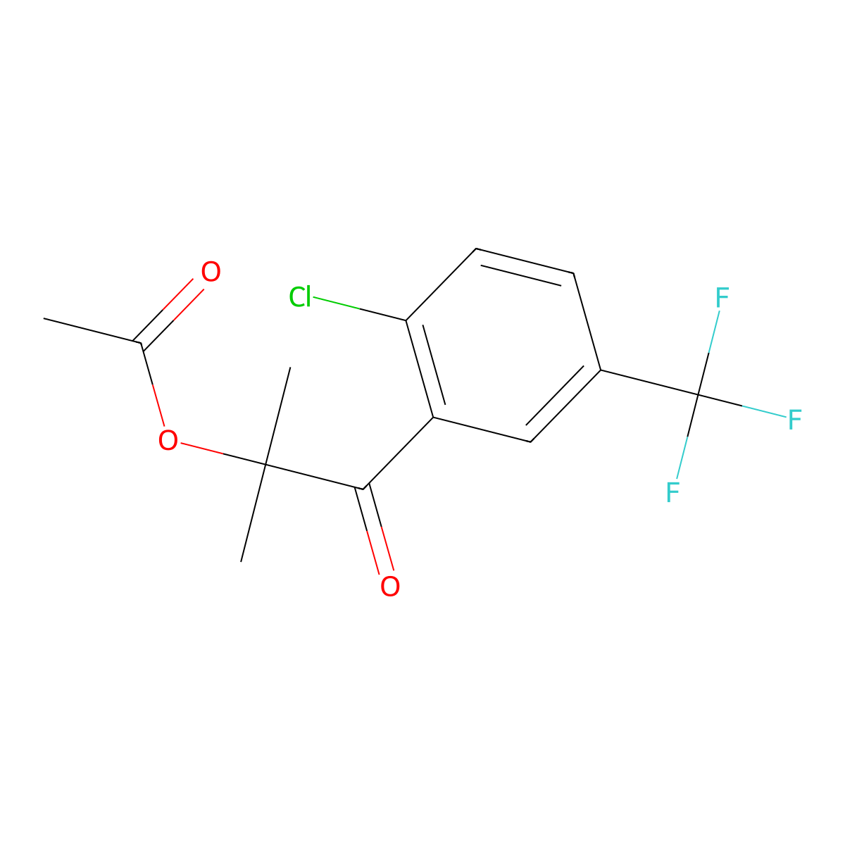 1-[2-Chloro-5-(trifluoromethyl)phenyl]-2-methyl-1-oxopropan-2-yl acetate molecular structure, CAS 2173089-83-1