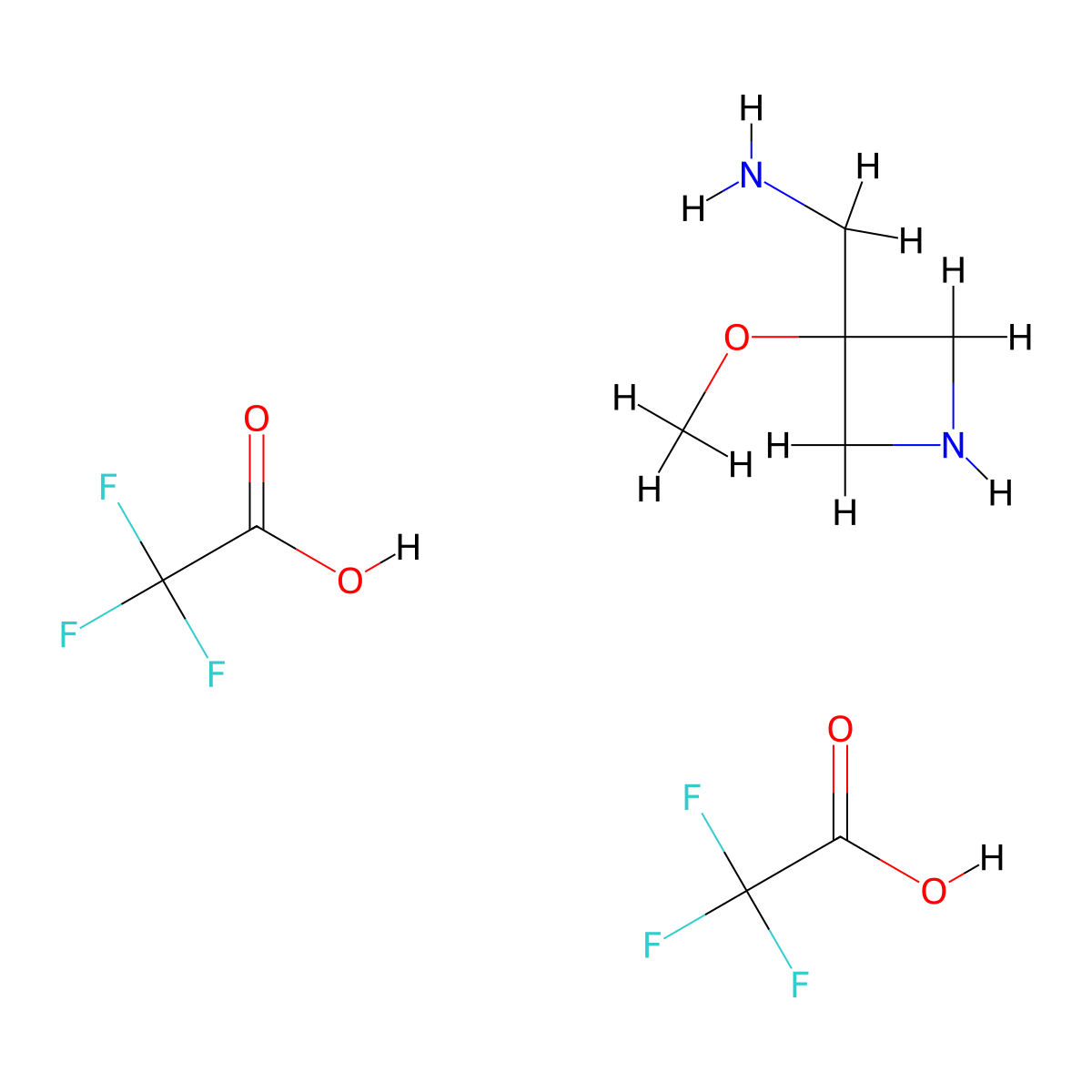 (3-Methoxyazetidin-3-yl)methanamine; bis(trifluoroacetic acid) molecular structure, CAS 2173090-18-9