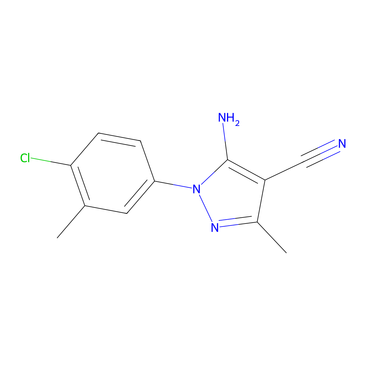 5-Amino-1-(4-chloro-3-methyl-phenyl)-3-methyl-1H-pyrazole-4-carbonitrile molecular structure, CAS 2173090-23-6
