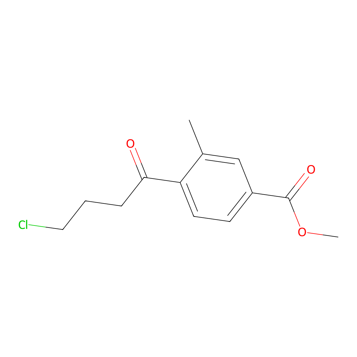Methyl 4-(4-chlorobutanoyl)-3-methylbenzoate molecular structure, CAS 2173090-88-3
