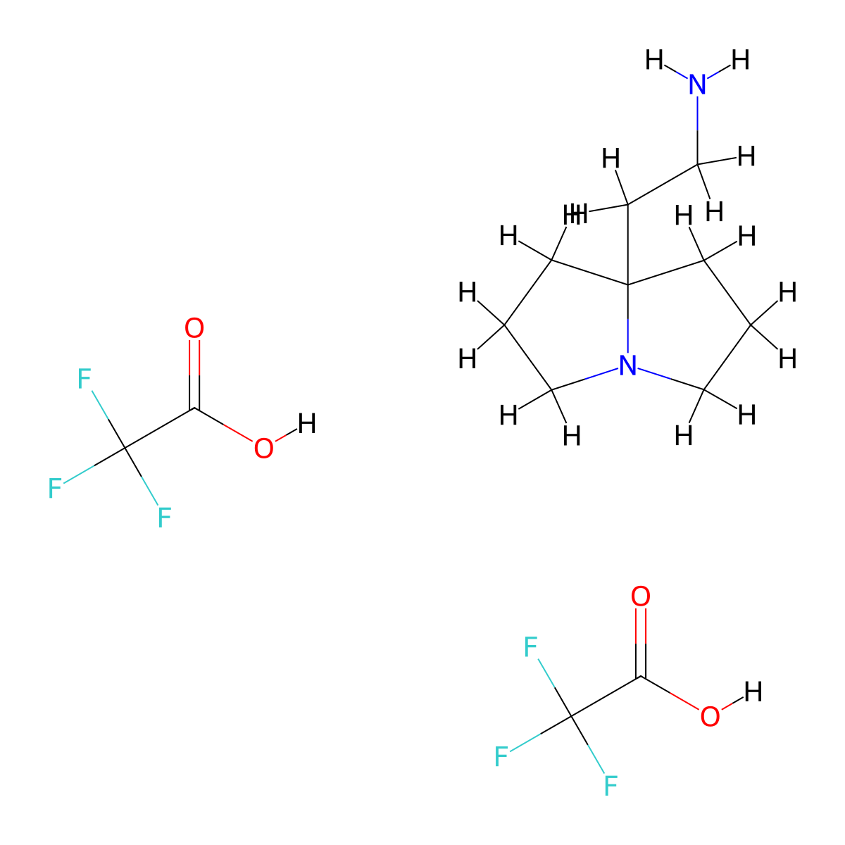 2-(Hexahydro-1h-pyrrolizin-7a-yl)ethan-1-amine ditrifluoroacete molecular structure, CAS 2173091-82-0