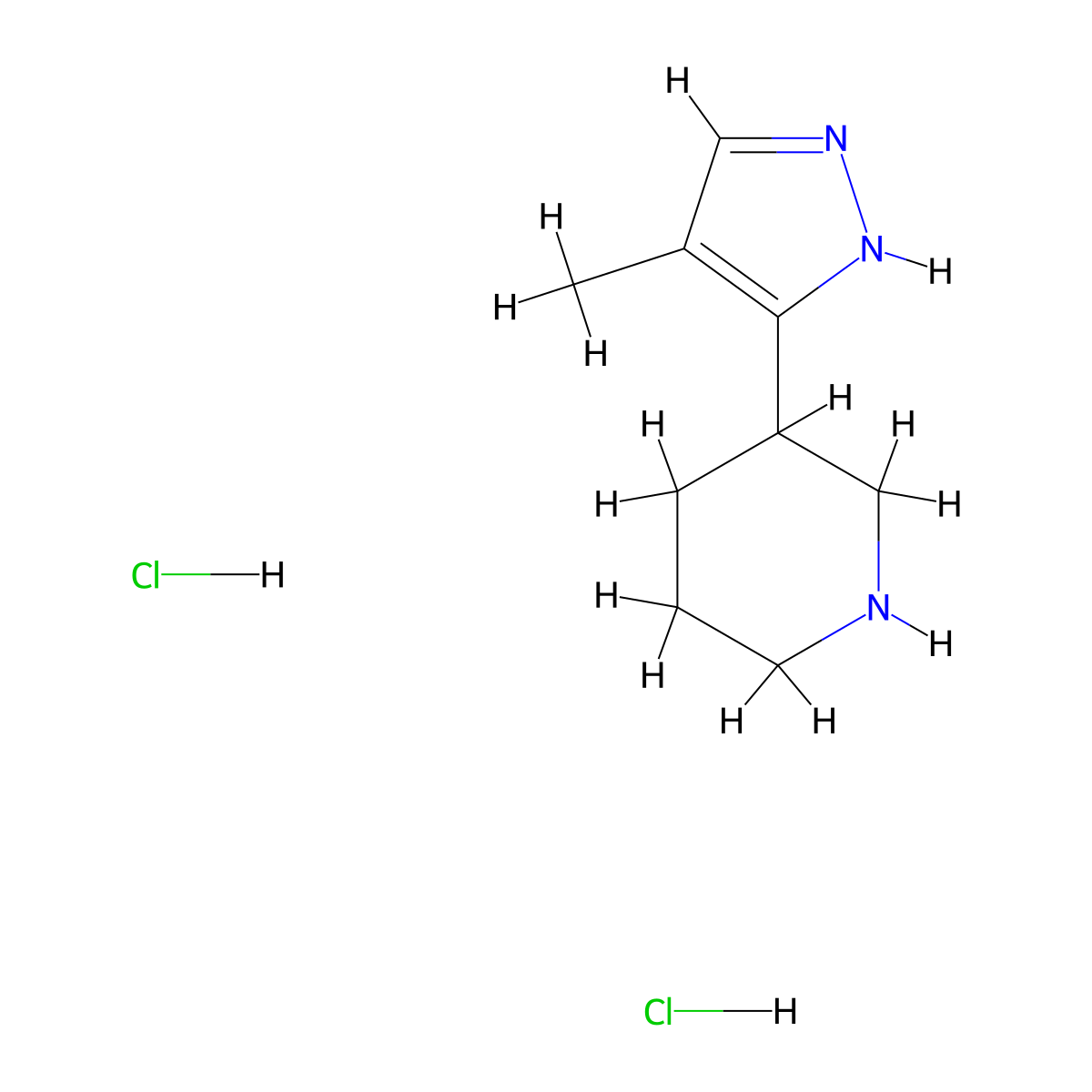 3-(4-Methyl-1h-pyrazol-3-yl)piperidine dihydrochloride molecular structure, CAS 2173092-81-2