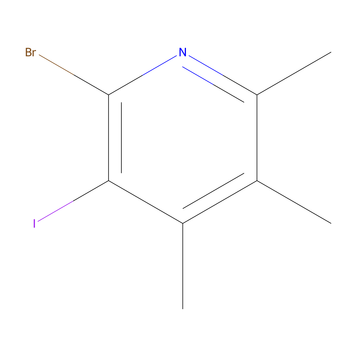 2-Bromo-3-iodo-4,5,6-trimethylpyridine molecular structure, CAS 2173093-22-4