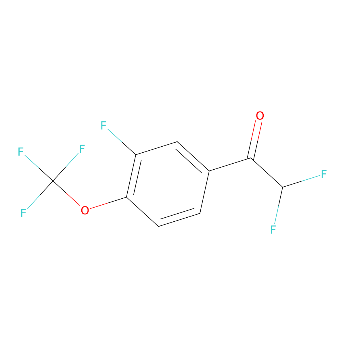 2,2-Difluoro-1-[3-fluoro-4-(trifluoromethoxy)phenyl]ethanone molecular structure, CAS 2173097-18-0