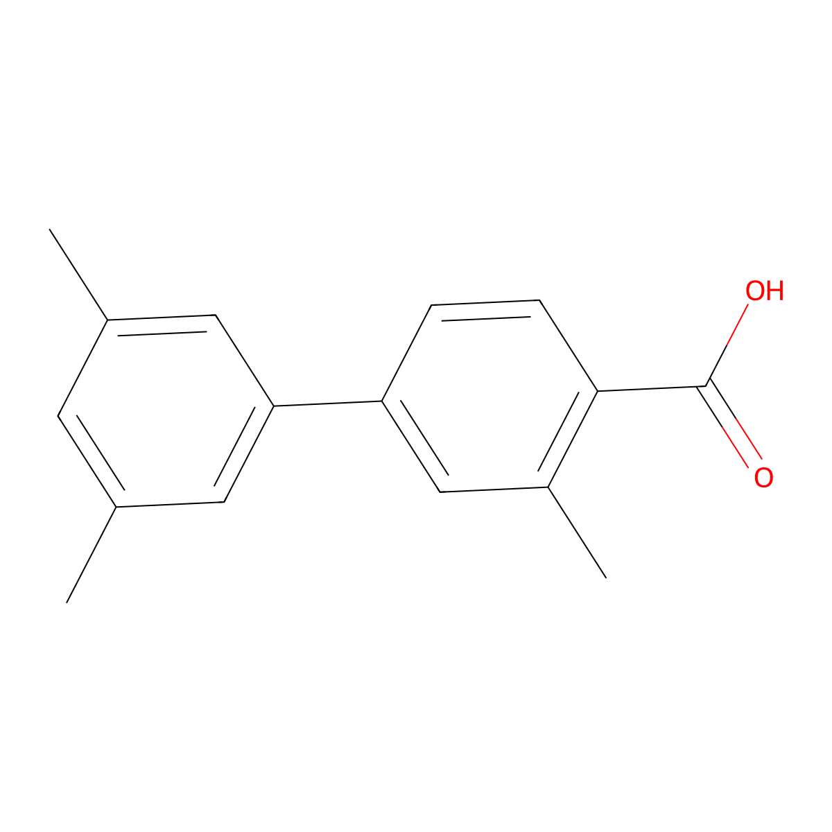 3,3',5'-Trimethyl-[1,1'-biphenyl]-4-carboxylic acid molecular structure, CAS 2173097-84-0