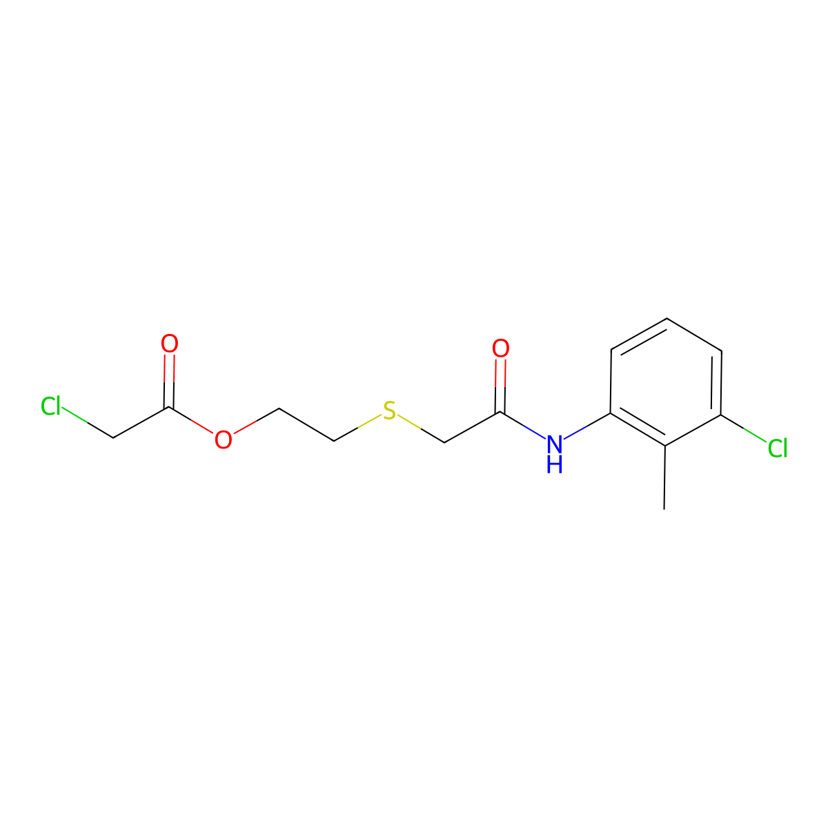 2-((2-[(3-Chloro-2-methylphenyl)amino]-2-oxoethyl)thio)ethyl chloroacetate molecular structure, CAS 2173098-99-0