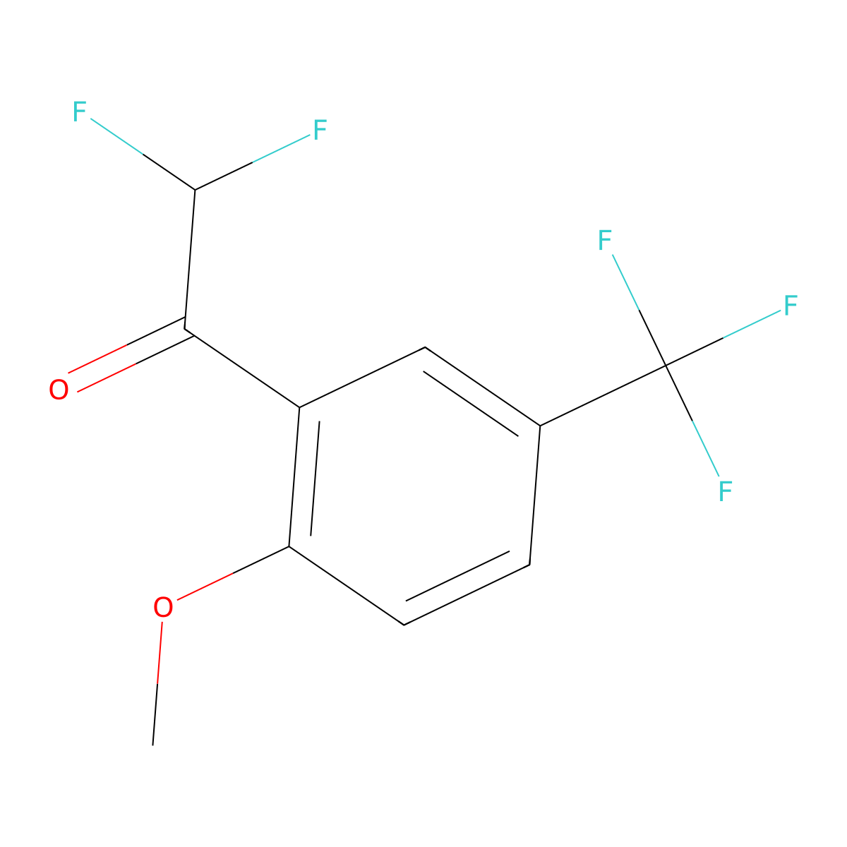 2,2-Difluoro-1-[2-methoxy-5-(trifluoromethyl)phenyl]ethan-1-one molecular structure, CAS 2173099-51-7