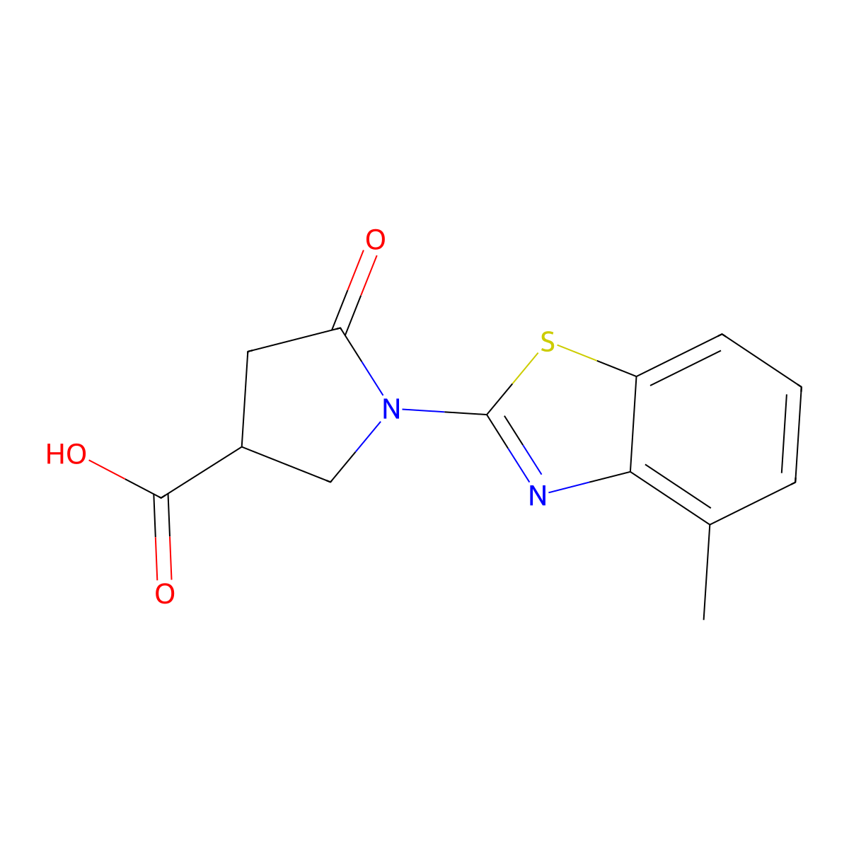 1-(4-Methyl-1,3-benzothiazol-2-yl)-5-oxopyrrolidine-3-carboxylic acid molecular structure, CAS 2173101-00-1