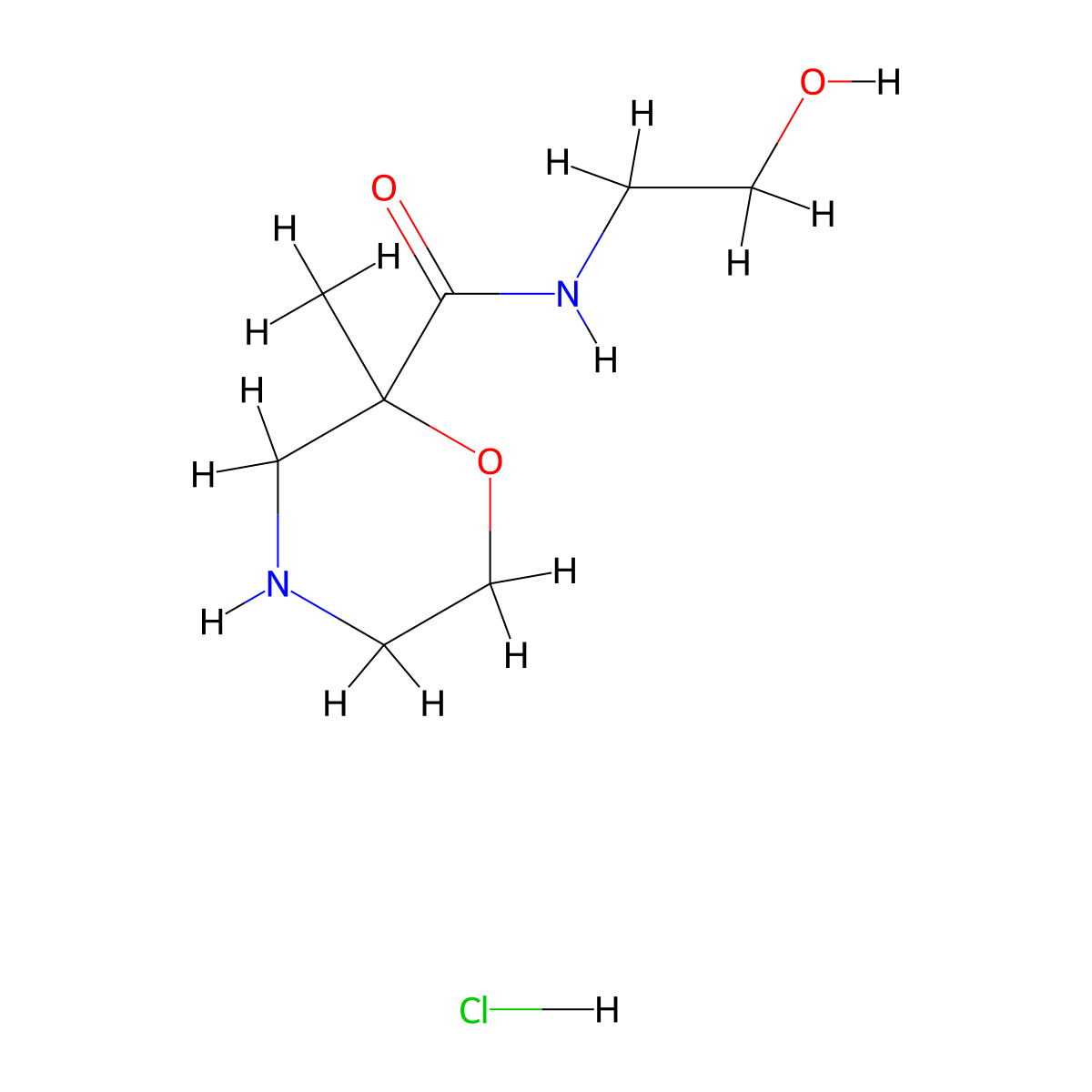 N-(2-Hydroxyethyl)-2-methylmorpholine-2-carboxamide hydrochloride molecular structure, CAS 2173107-49-6
