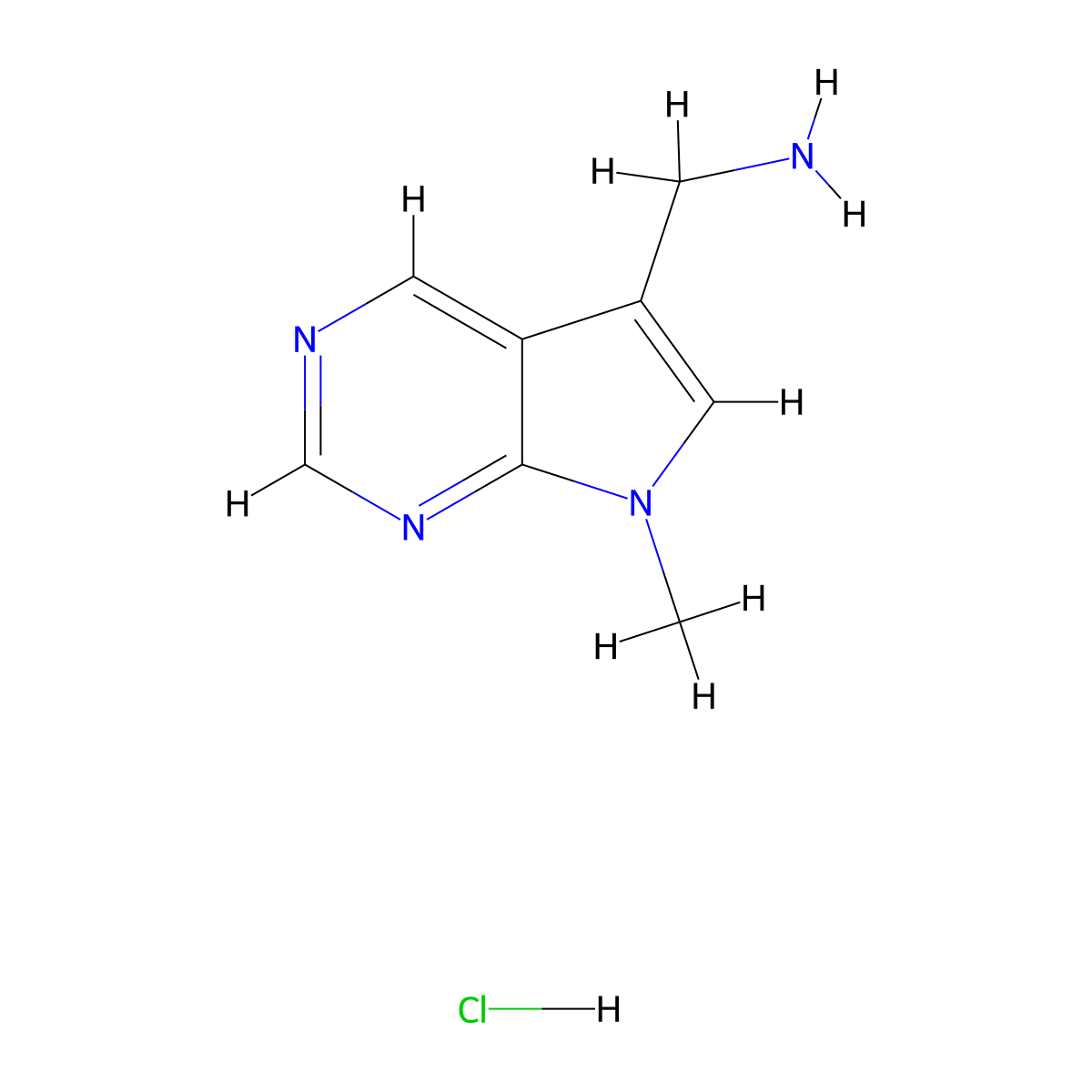 (7-Methylpyrrolo[2,3-d]pyrimidin-5-yl)methanamine HCl molecular structure, CAS 2173108-31-9