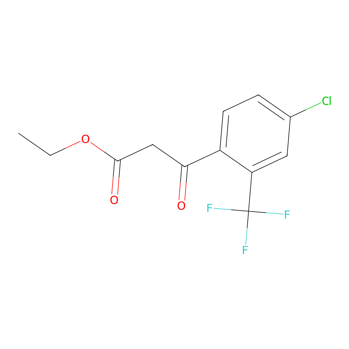Ethyl 3-(4-chloro-2-(trifluoromethyl)phenyl)-3-oxopropanoate molecular structure, CAS 2173108-59-1