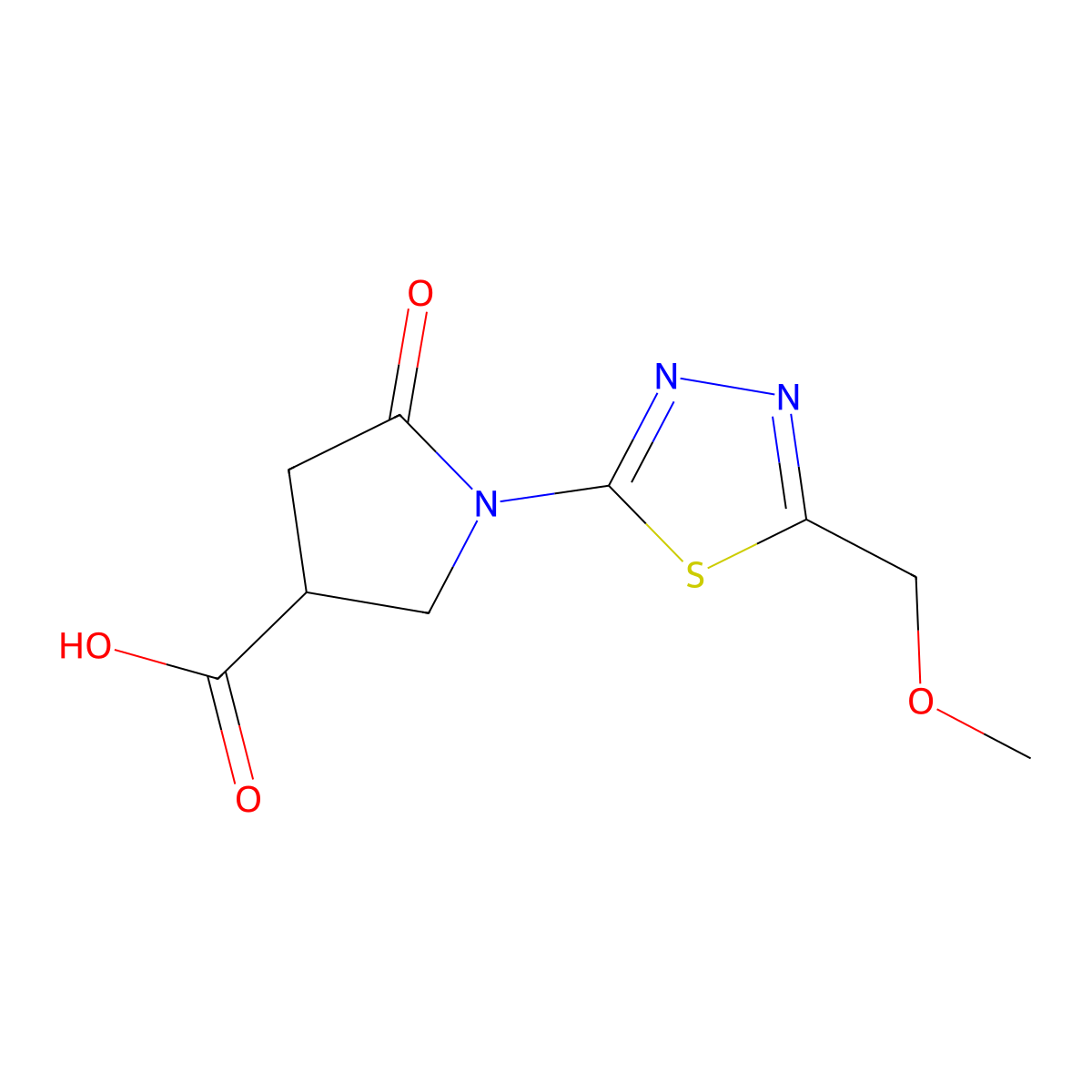 1-[5-(Methoxymethyl)-1,3,4-thiadiazol-2-yl]-5-oxopyrrolidine-3-carboxylic acid molecular structure, CAS 2173108-90-0