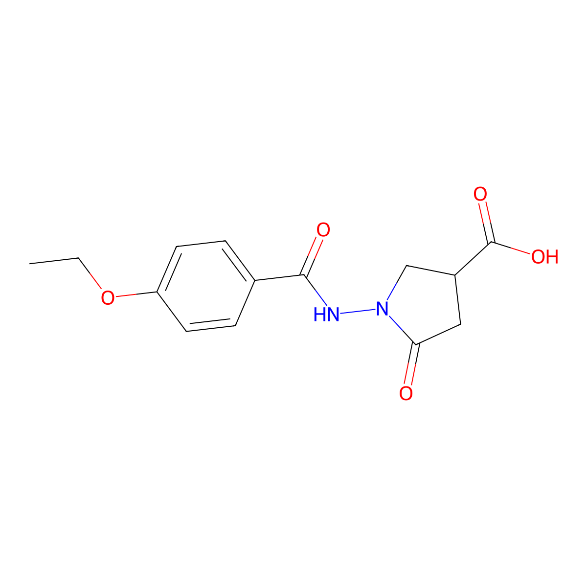 1-[(4-Ethoxybenzoyl)amino]-5-oxopyrrolidine-3-carboxylic acid molecular structure, CAS 2173109-00-5