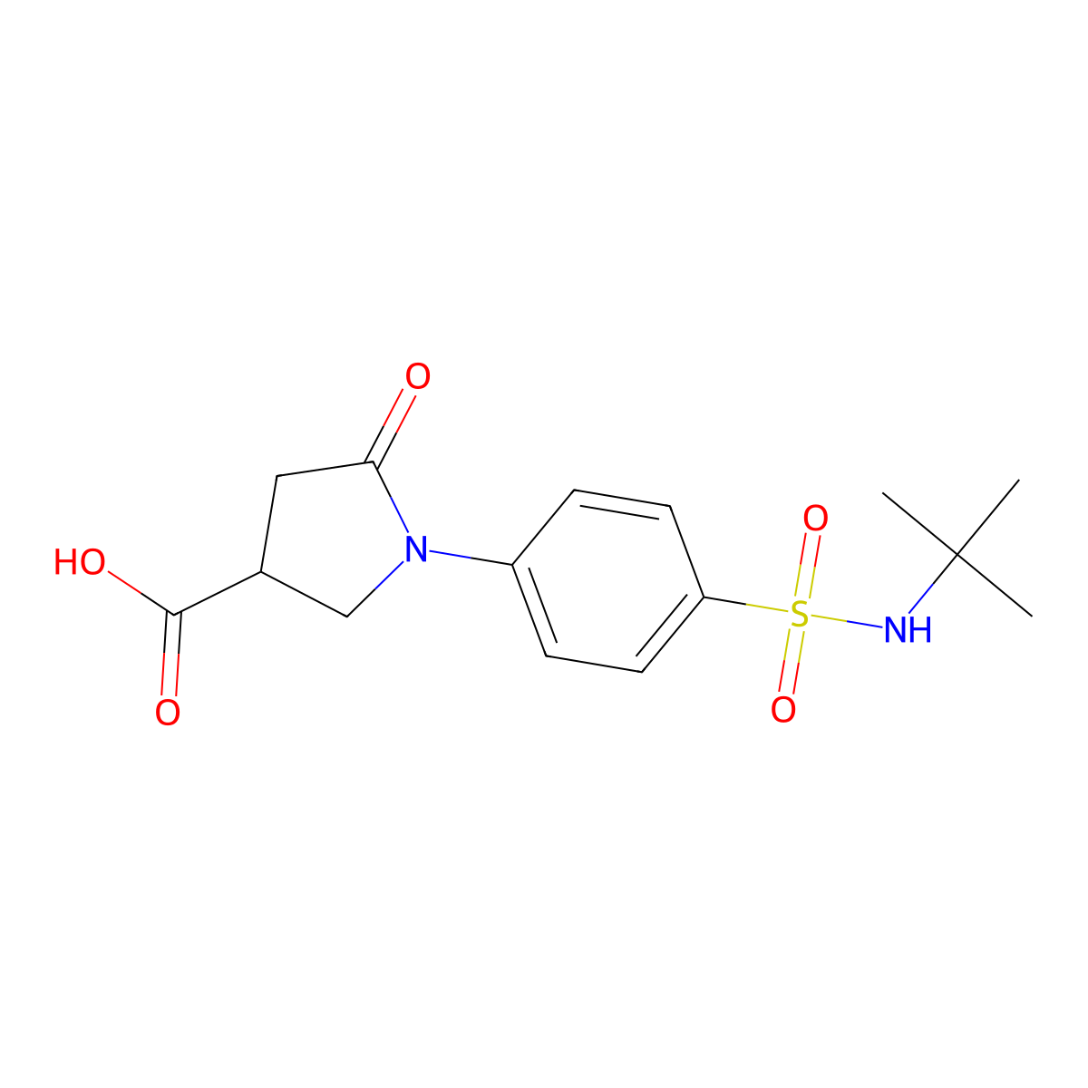 1-(4-[(tert-Butylamino)sulfonyl]phenyl)-5-oxopyrrolidine-3-carboxylic acid molecular structure, CAS 2173115-69-8