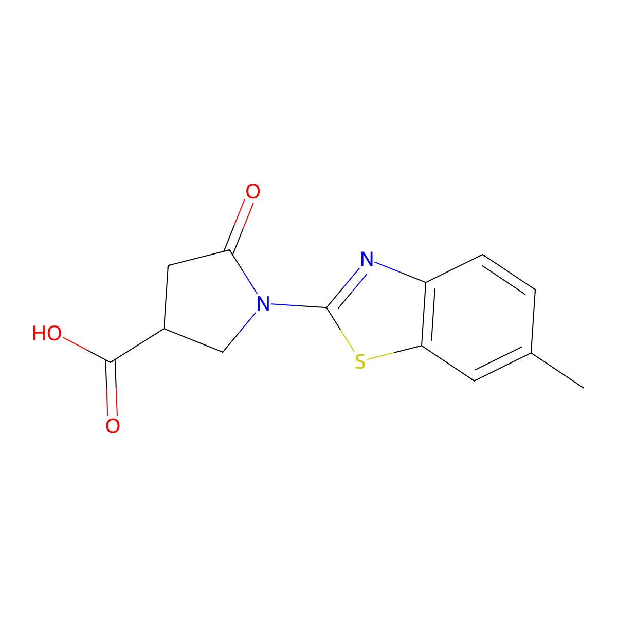 1-(6-Methyl-1,3-benzothiazol-2-yl)-5-oxopyrrolidine-3-carboxylic acid molecular structure, CAS 2173115-97-2