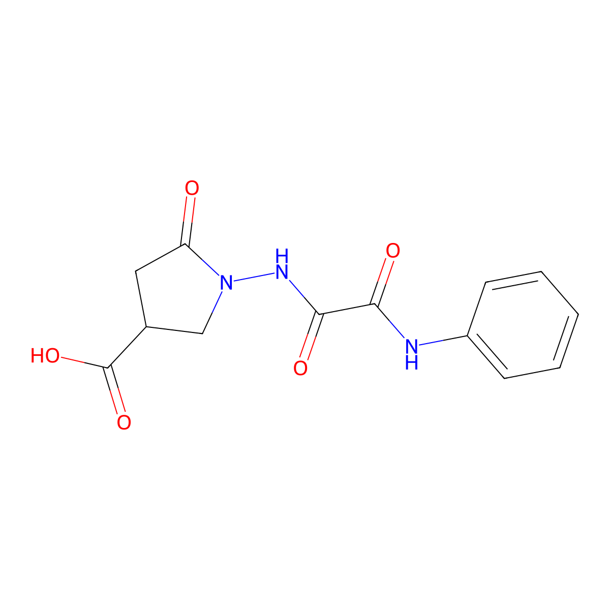 1-{[Anilino(oxo)acetyl]amino}-5-oxopyrrolidine-3-carboxylic acid molecular structure, CAS 2173116-24-8