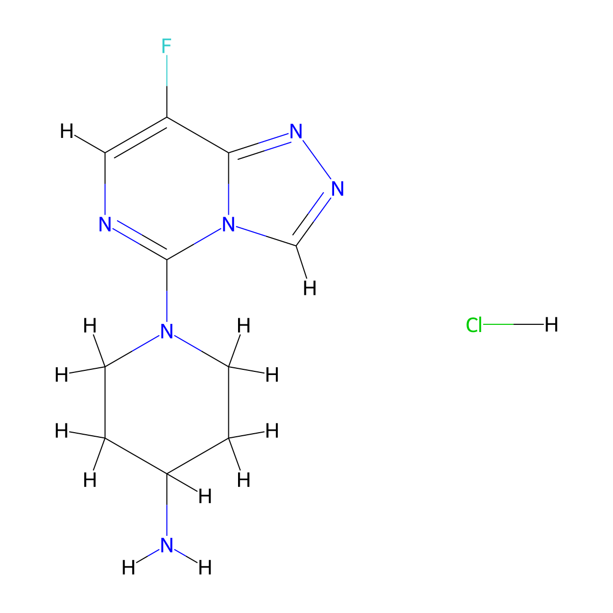 1-(8-Fluoro[1,2,4]triazolo[4,3-c]pyrimidin-5-yl)piperidin-4-amine hydrochloride molecular structure, CAS 2173116-56-6