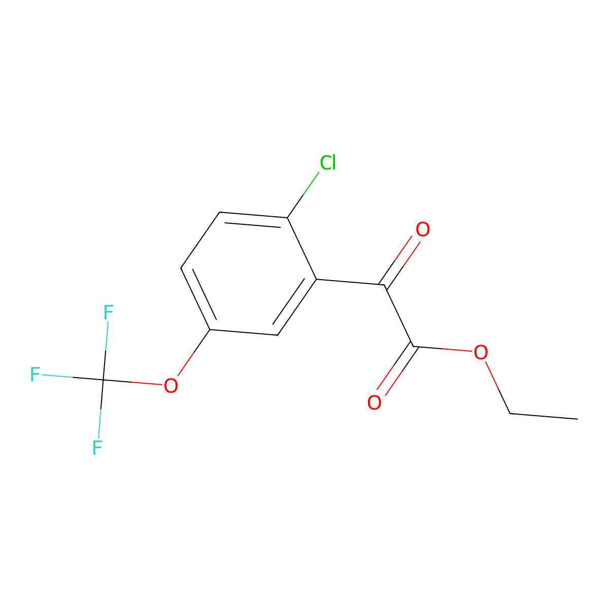 Ethyl 2-(2-chloro-5-(trifluoromethoxy)phenyl)-2-oxoacetate molecular structure, CAS 2173117-09-2