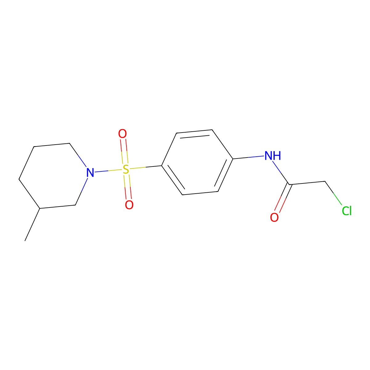 2-Chloro-N-{4-[(3-methylpiperidin-1-yl)sulfonyl]phenyl}acetamide molecular structure, CAS 2173125-21-6