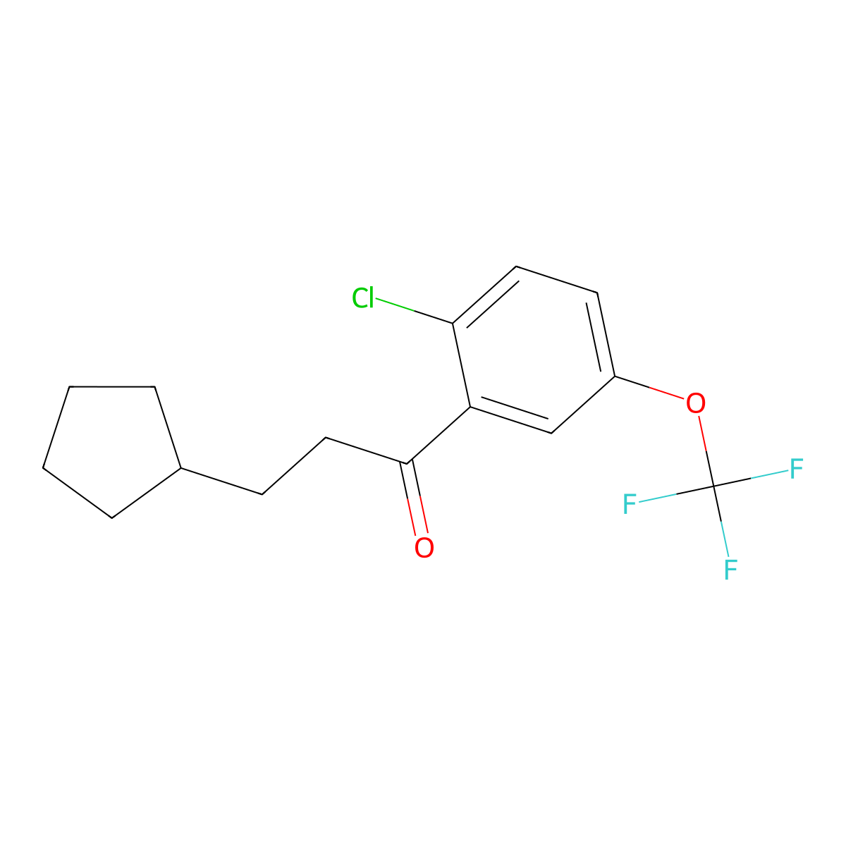 1-(2-Chloro-5-(trifluoromethoxy)phenyl)-3-cyclopentylpropan-1-one molecular structure, CAS 2173128-15-7
