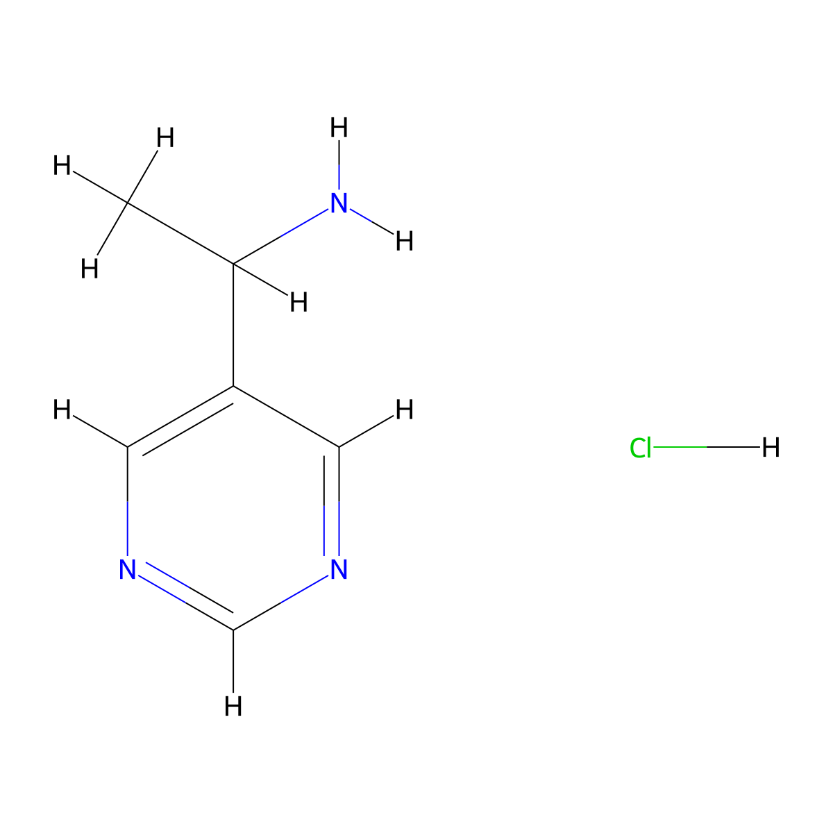 1-Pyrimidin-5-ylethanamine hydrochloride molecular structure, CAS 2173135-00-5