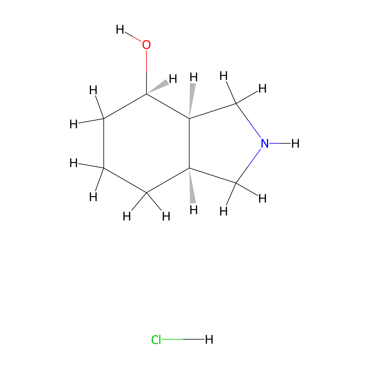 (3aR,4R,7aS)-Octahydro-1H-isoindol-4-ol hydrochloride molecular structure, CAS 2173135-16-3