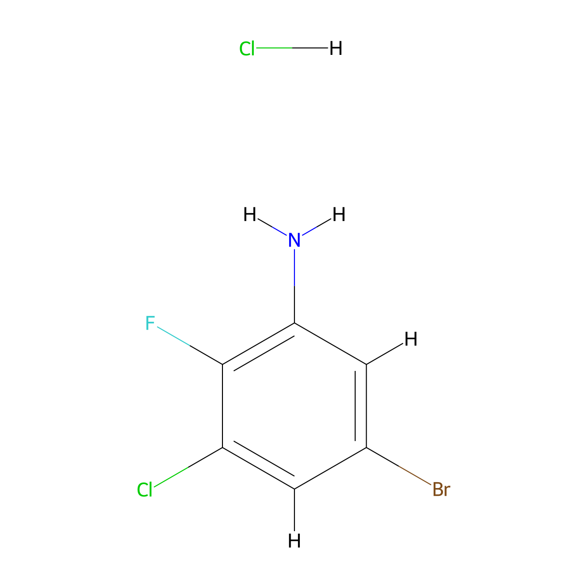 5-Bromo-3-chloro-2-fluoroaniline hydrochloride molecular structure, CAS 2173135-75-4