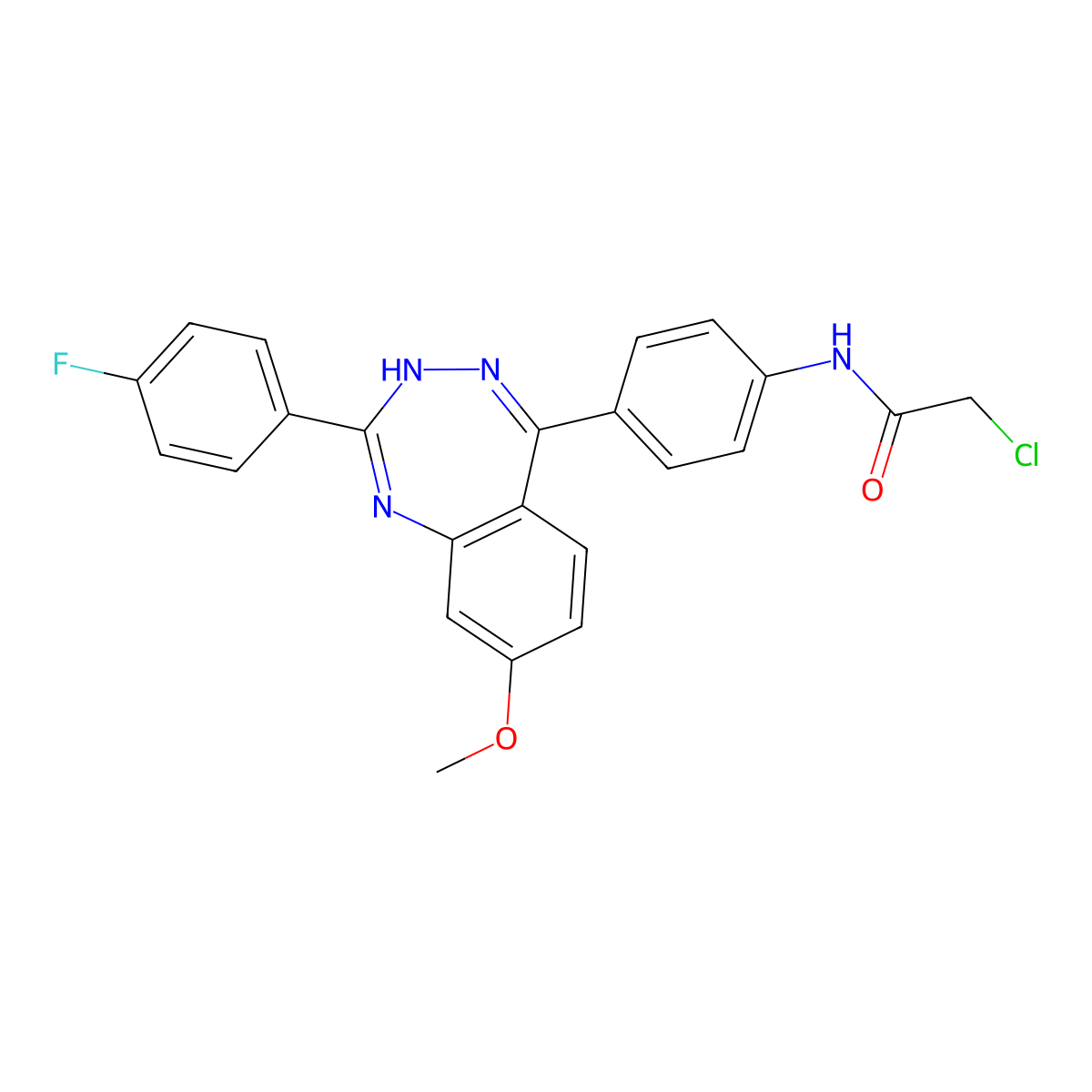 2-Chloro-N-{4-[2-(4-fluorophenyl)-8-methoxy-3H-1,3,4-benzotriazepin-5-yl]phenyl}acetamide molecular structure, CAS 2173136-71-3