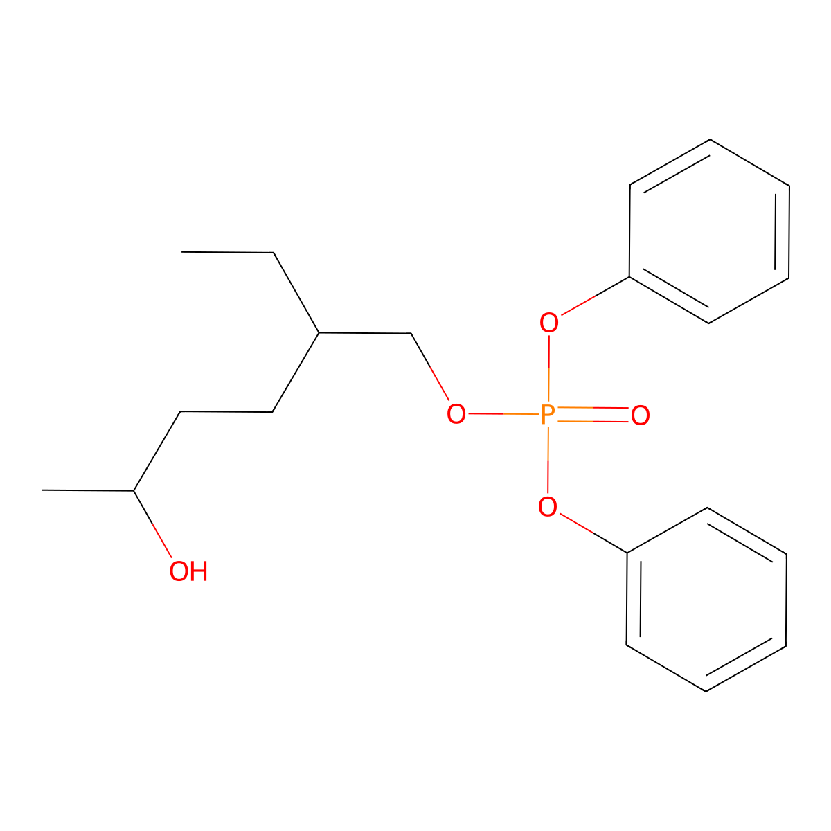 (2-Ethyl-5-hydroxyhexyl) diphenyl phosphate molecular structure, CAS 2173149-33-0