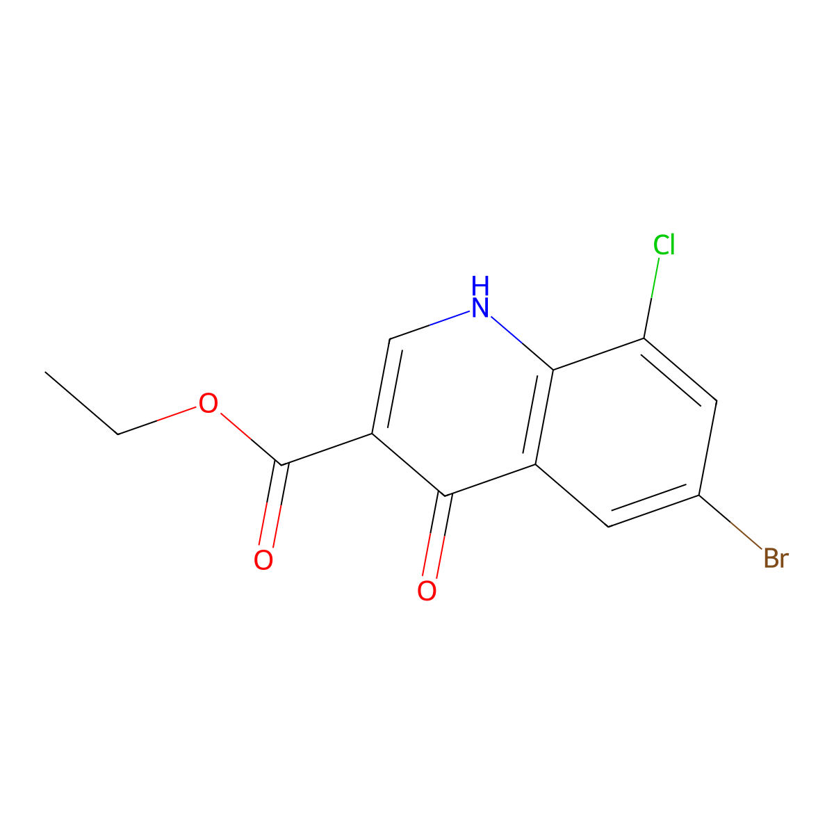 Ethyl 6-bromo-8-chloro-4-oxo-1,4-dihydroquinoline-3-carboxylate molecular structure, CAS 217316-19-3