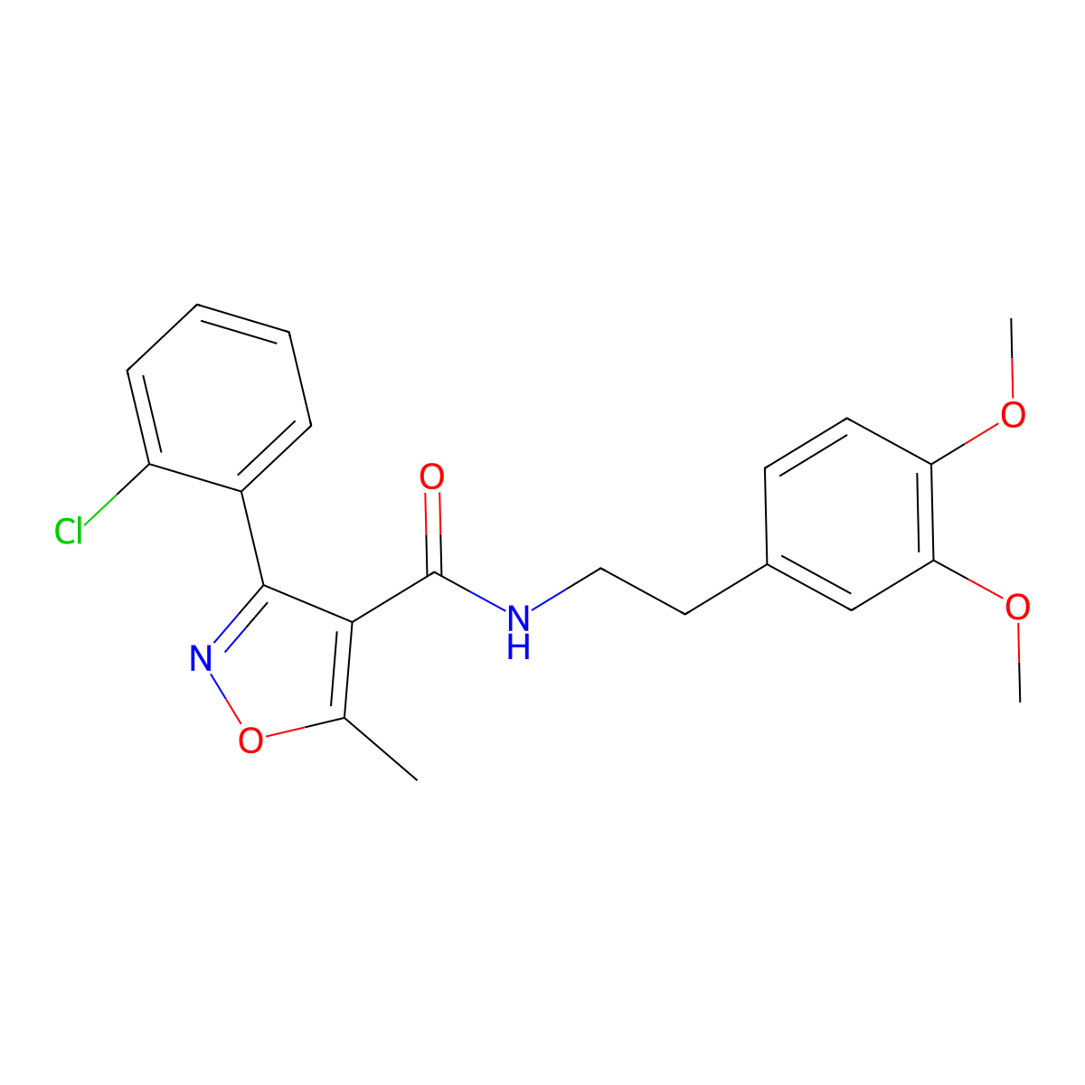 3-(2-chlorophenyl)-N-[2-(3,4-dimethoxyphenyl)ethyl]-5-methyl-1,2-oxazole-4-carboxamide molecular structure, CAS 217317-62-9