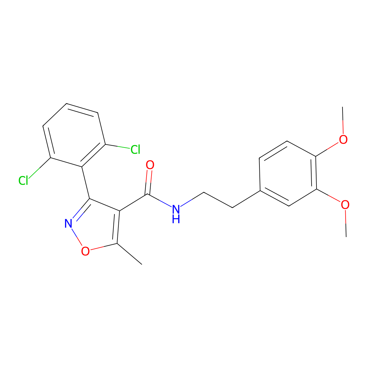 3-(2,6-dichlorophenyl)-N-[2-(3,4-dimethoxyphenyl)ethyl]-5-methyl-1,2-oxazole-4-carboxamide molecular structure, CAS 217317-66-3