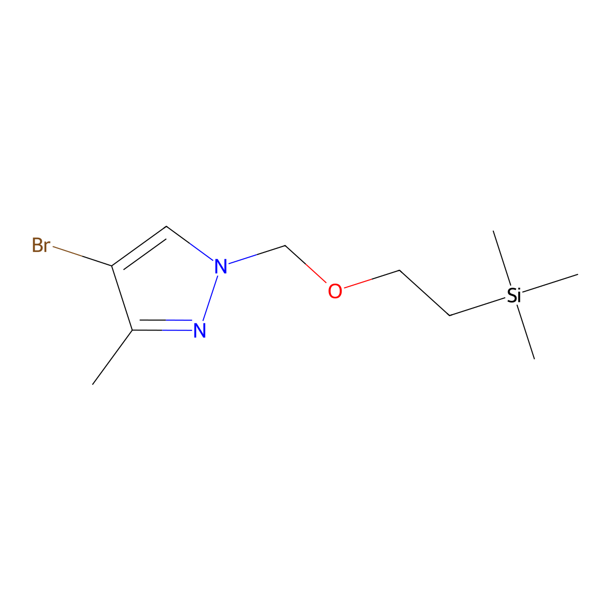 1-((2-(trimethylsilyl)ethoxy)methyl)-4-bromo-3-methyl-1H-pyrazole molecular structure, CAS 2173193-50-3