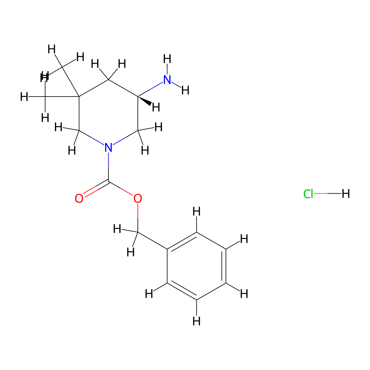 Benzyl (S)-5-amino-3,3-dimethylpiperidine-1-carboxylate hydrochloride molecular structure, CAS 2173193-79-6