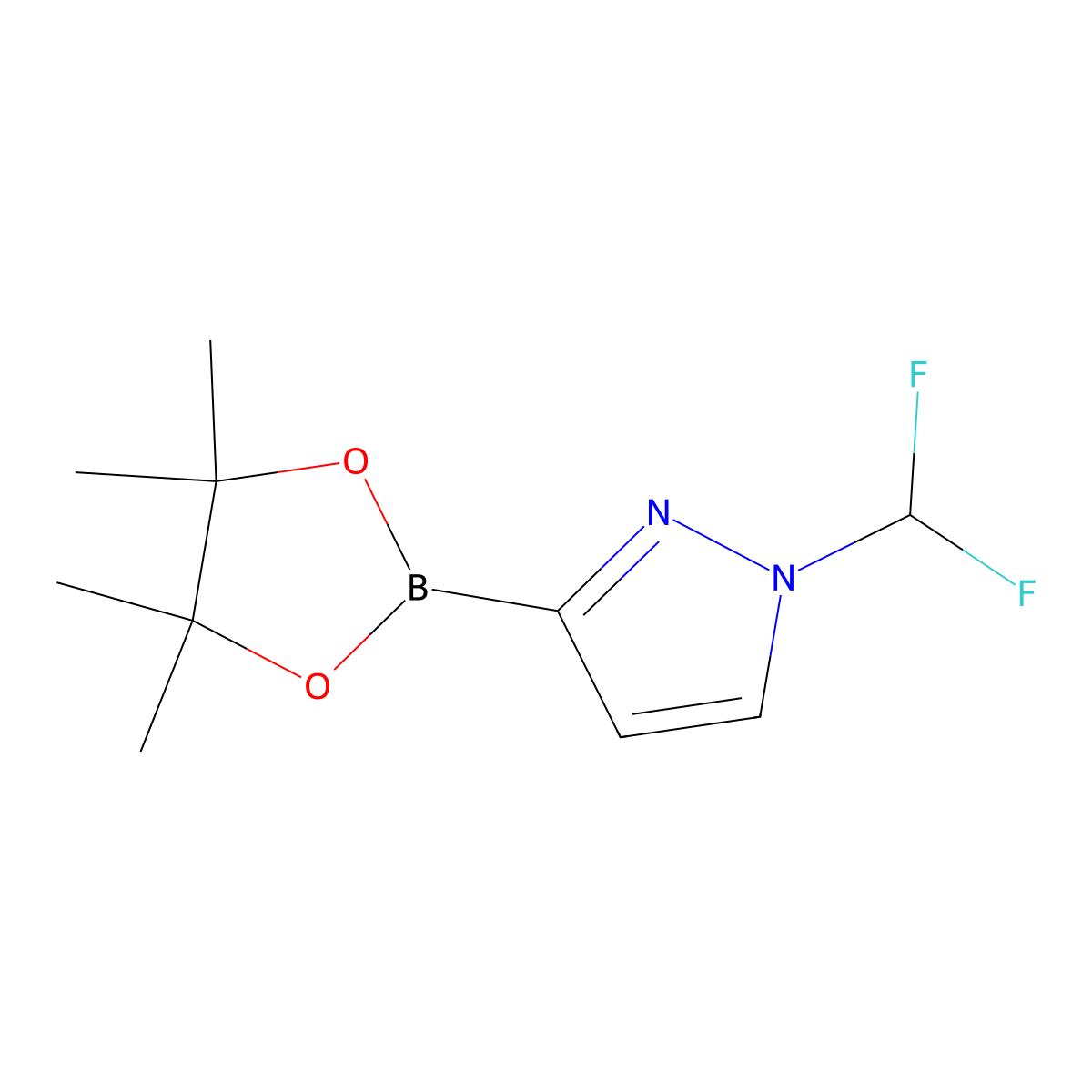 1-(difluoromethyl)-3-(tetramethyl-1,3,2-dioxaborolan-2-yl)-1H-pyrazole molecular structure, CAS 2173194-53-9