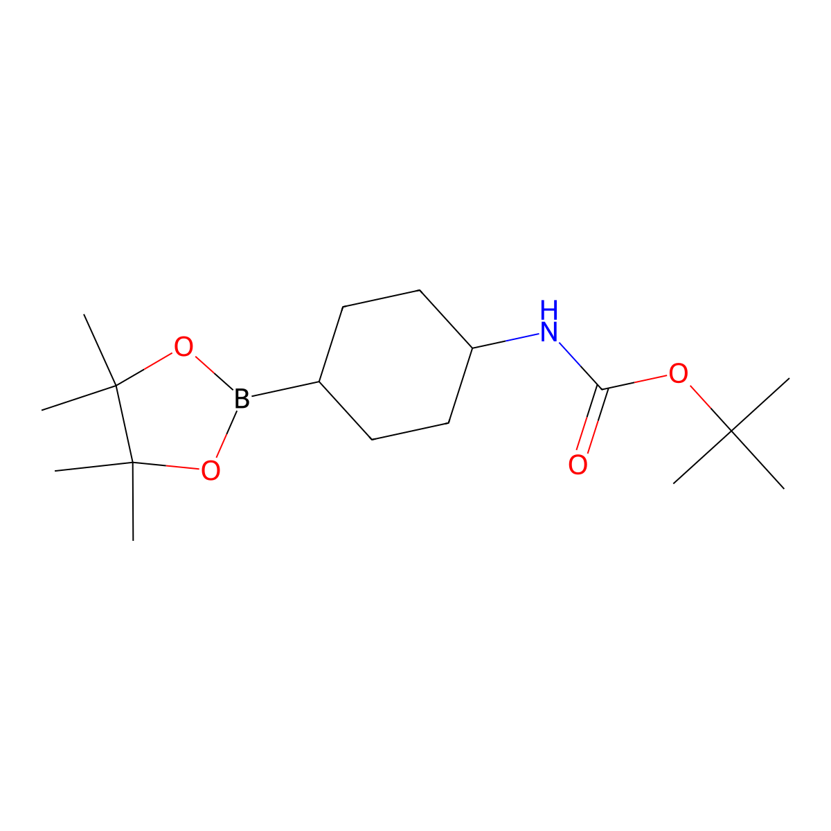 tert-butyl N-(4-(4,4,5,5-tetramethyl-1,3,2-dioxaborolan-2-yl)cyclohexyl)carbamate molecular structure, CAS 2173207-50-4